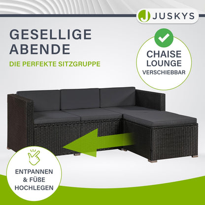 Juskys Garten Lounge Punta Cana L 4-5 Personen – Schwarz/Grau