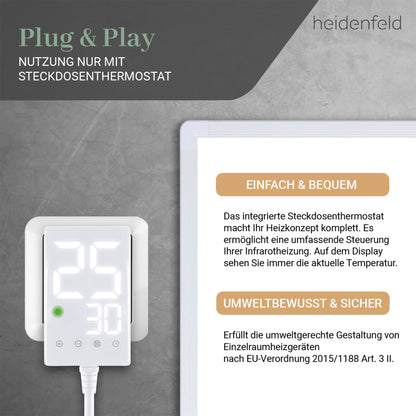 Heidenfeld HF-HP100-3 Infrarotheizung – 1000 Watt Elektroheizung