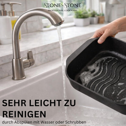 Stone&Stone Auflaufform 34x8 cm Antihaft Aluminium mit Glasdeckel