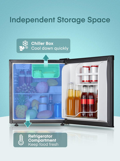 FOHERE Mini-Kühlschrank 46 L mit Eisfach, wechselbarer Türanschlag