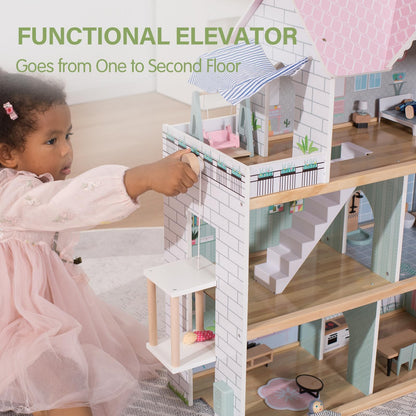 Giant bean Holz Puppenhaus – 80 cm hoch, mit Aufzug und Licht