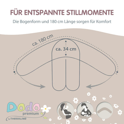 Theraline Dodo Pillow Premium Stillkissen 180 cm mit Musselinbezug