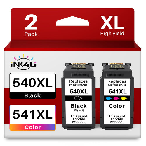 INK4U 540XL 541XL Multipack Druckerpatronen kompatibel für Canon, schwarze und farbige Patrone im 2er-Pack