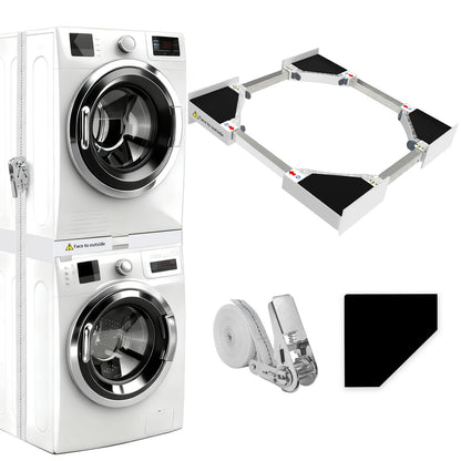NIUXX Universal-Stapelbausatz für Waschmaschine & Trockner, 46-66 cm – Verbindungsrahmen mit Ratschenseil