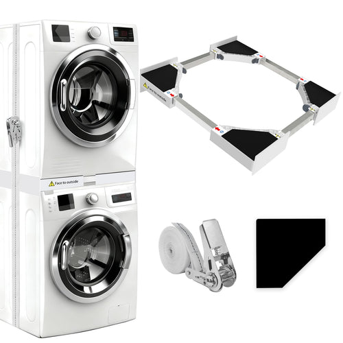 NIUXX Universal-Stapelbausatz für Waschmaschine & Trockner, 46-66 cm – Verbindungsrahmen mit Ratschenseil