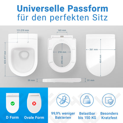 LOBENSWERK WC-Sitz D-Form LANG mit Absenkautomatik