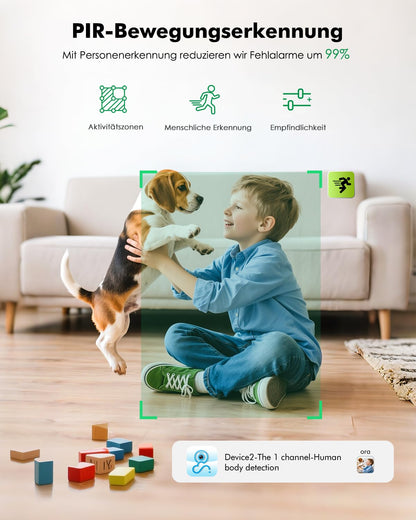 YESKAMOU Y660 Überwachungskamera Innen mit Akku, 2,5K 4MP, 360° WLAN
