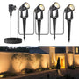 NIORSUN LED Gartenstrahler 4er-Set, warmweiss 3000K, IP67, 12 V – vier schwenkbare LED-Strahler zur Gartenbeleuchtung