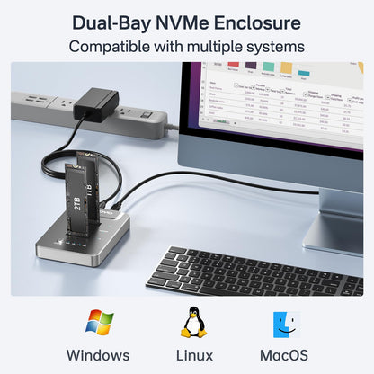 Premium M.2 NVMe SSD Docking Station – Dual Bay Offline Clone 10Gbps