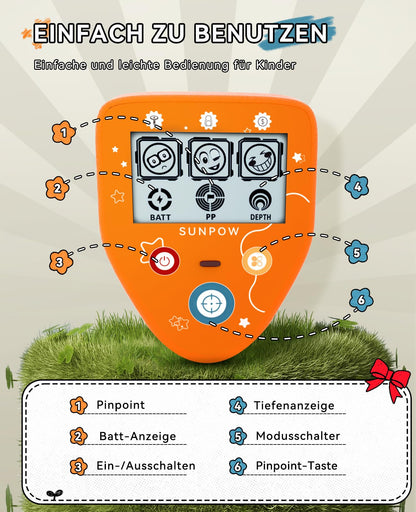 SUNPOW OT-MD10 Metalldetektor für Kinder mit LCD-Anzeige