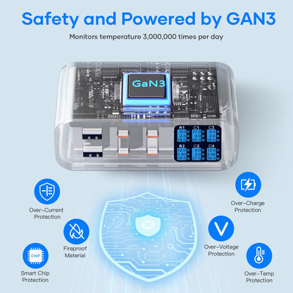 YSYFAD 365W USB C Ladestation 6-Port GAN - Schwarz