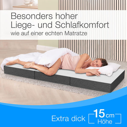 ELONEO Premium Visco Klappmatratze 90x200 cm, 15 cm hoch, klappbar
