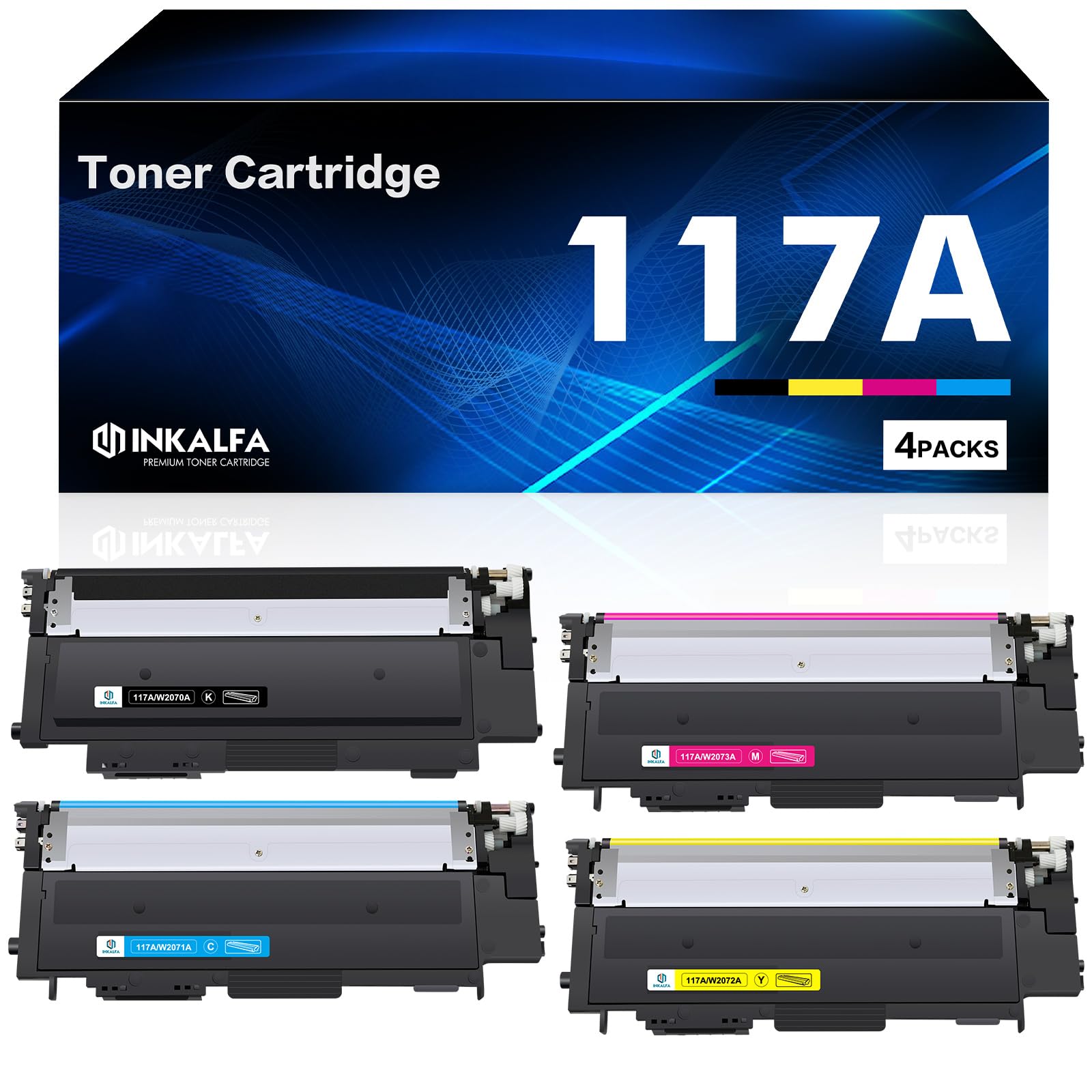 inkalfa 117A Toner Set 4er-Pack kompatibel für HP Color Laser MFP, vier Tonerkartuschen in Schwarz, Cyan, Gelb und Magenta