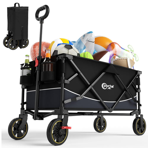 Portal Bollerwagen faltbar XXL – Handwagen 120 kg, mit Getränkehalter & Tasche