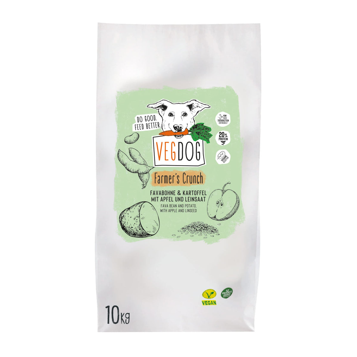 VEGDOG Farmer's Crunch hypoallergenes Trockenfutter für Hunde 10 kg im Beutel