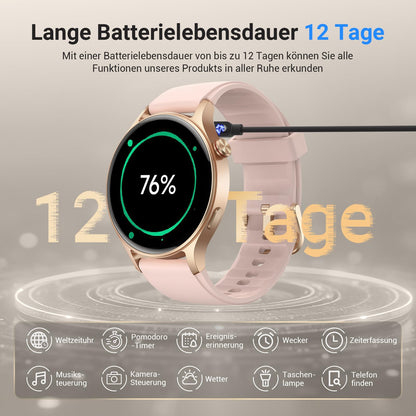 Fitpolo AR01 Smartwatch mit Telefonfunktion, AMOLED Display, Rosa