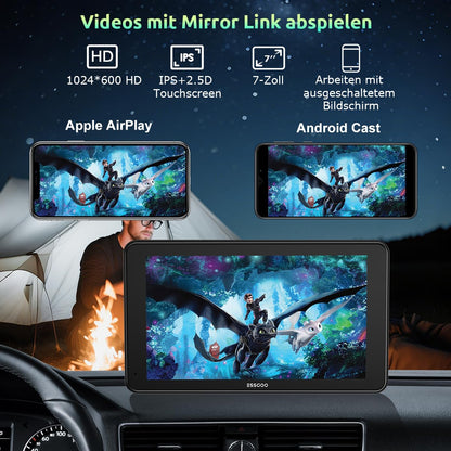 ESSGOO CarPlay & Android Auto Bildschirm 7 Zoll IPS