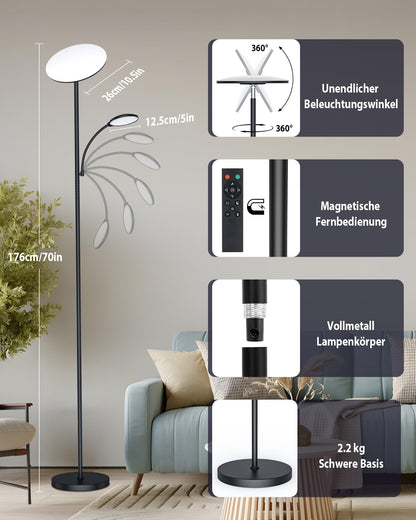 Moderne LED Stehlampe - Deckenfluter Leselampe Dimmbar 42W