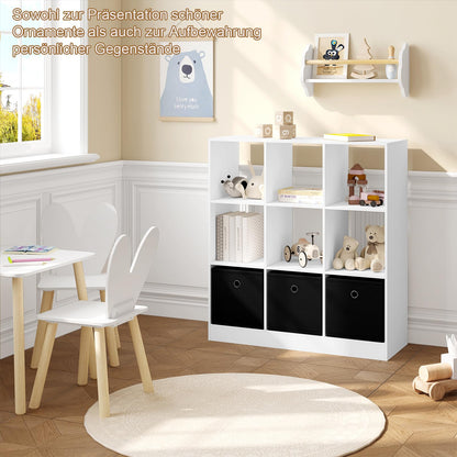 WOLTU Bücherregal SK041ws – 9 Fächer, 3 Schubladen Weiss