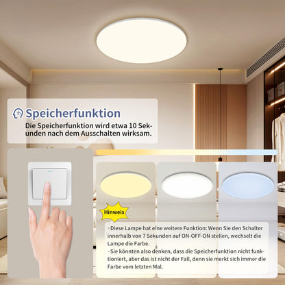ONDTA LED Deckenleuchte Dimmbar IP54 - Rund Ø45cm