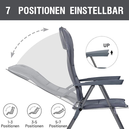 TIMBER RIDGE 2er Campingstuhl gepolstert Hochlehner grau