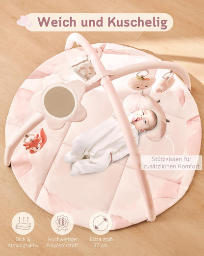 Fortella Spielbogen Baby Spielmatte – Naturthema Rosa