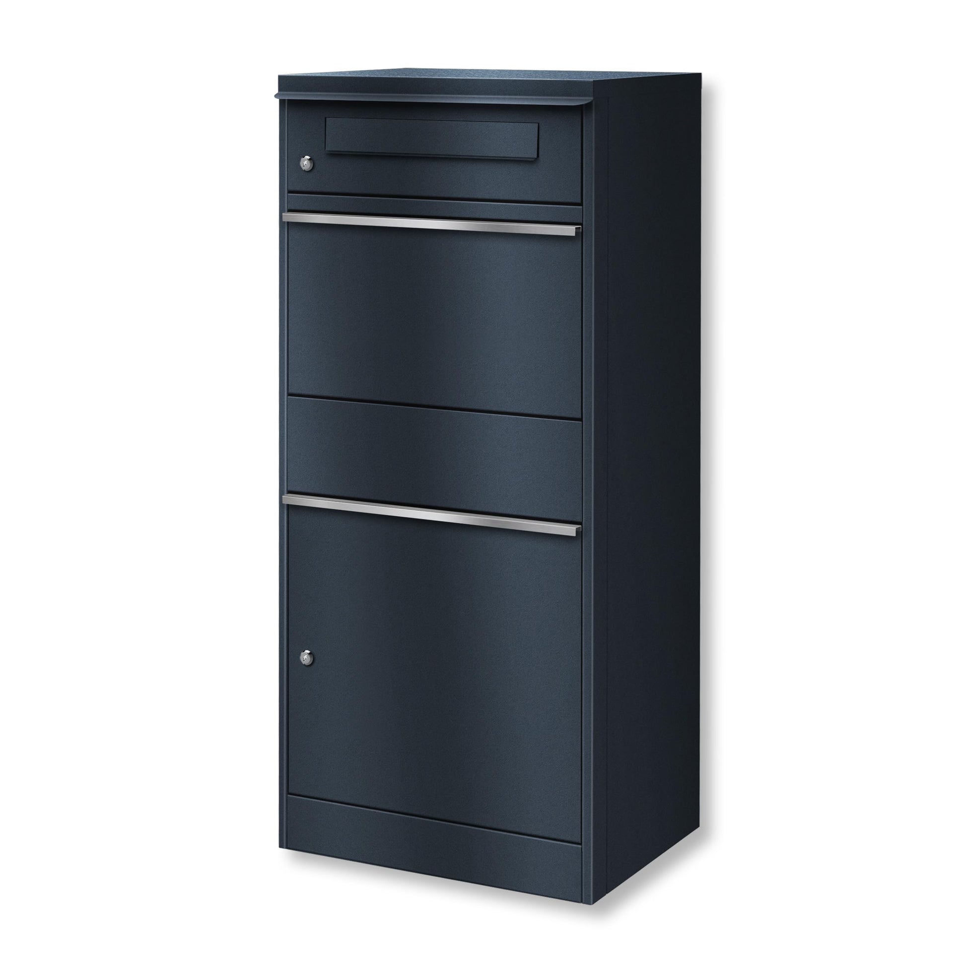 Metzler Bispo Paketbriefkasten XXL - Anthrazitgrau matt. Großer, rechteckiger Paketbriefkasten in Anthrazitgrau für Pakete und Briefe.