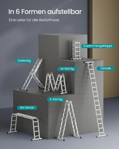 SONGMICS GLT046E01 Alu-Mehrzweckleiter - 4x4 Stufen silbern