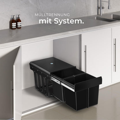 tectake Einbaumülleimer Ashlyn 2 x 15 L, ausziehbar, für Unterschrank