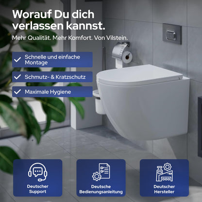 VILSTEIN Hänge-WC spülrandlos mit Tornado-Spülung, Keramik, weiss