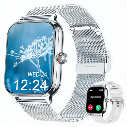 LODIMEKE Smartwatch P133 mit Telefonfunktion für Damen und Herren, Metallgehäuse und zwei Armbänder