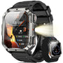 Blackview Smartwatch Herren mit Kompass, LED-Licht und 2 Armbändern, TFT-Farbdisplay und Metallrahmen