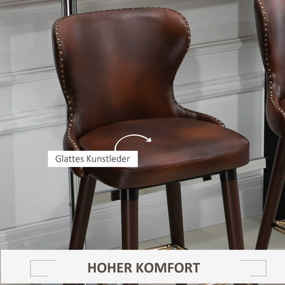 HOMCOM 2er-Set Barhocker mit Rückenlehne, Kunstleder, Braun