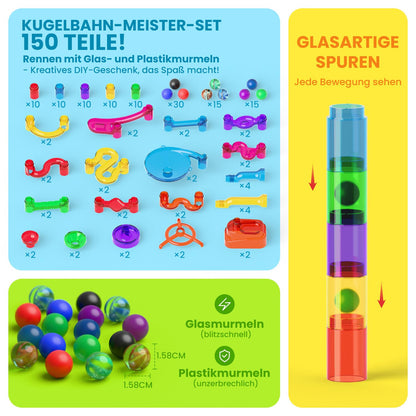 MaxTronic Murmelbahn 150-teilig, transparentes STEM Bauspielzeug