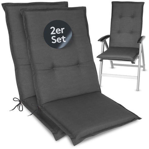 LILENO HOME Gartenstuhlauflagen 2er-Set Hochlehner Anthrazit (Tami), unifarbene Stuhlauflagen mit hoher Lehne