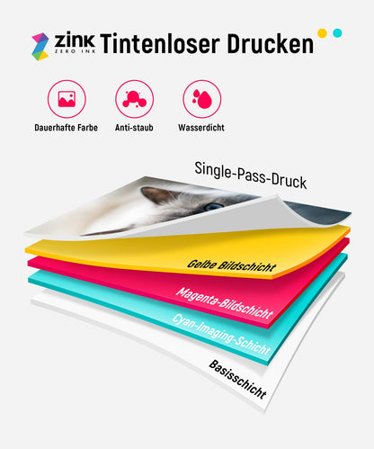Liene Pearl K100 Mini Fotodrucker mit 50 Blatt Zink-Fotopapier