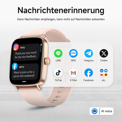 AEAC Smartwatch Damen mit Telefonfunktion, 1.85" HD, IP68 wasserdicht