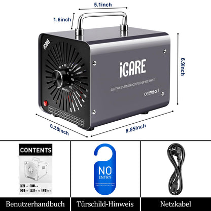 ICARE Ozongenerator 30000mg/h Ozongerät mit 120 Min Timer