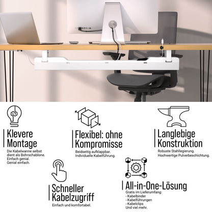 Ultimate Setup® Kabelwanne Schreibtisch – Kabelmanagement Weiss