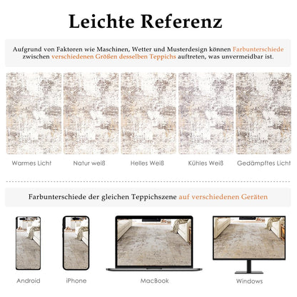 HUGEAR Waschbarer Teppich 150 x 210 cm Beige Grau rutschfest Kurzflor