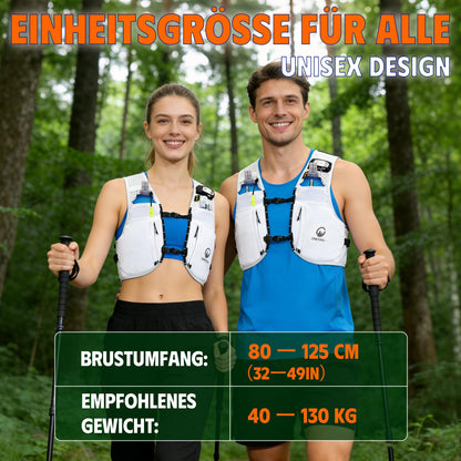 ONETOALL Laufweste mit 2 Trinkflaschen 500 ml, reflektierend, weiss
