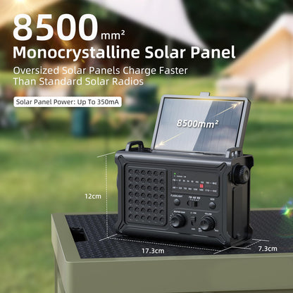 Mesqool CR1030 Notfallradio, Solar-Kurbelradio AM/FM mit Powerbank