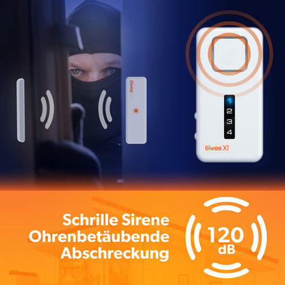 tiiwee Alarmanlage Tür und Fenster, Set mit Sirene und 4 Sensoren