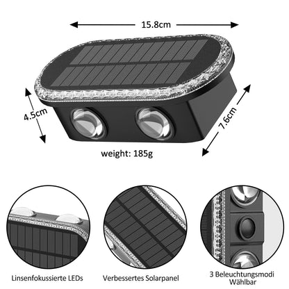 Hiromeco Solar Wandleuchte Aussen 6er-Set Up Down 3000K/4000K/6000K