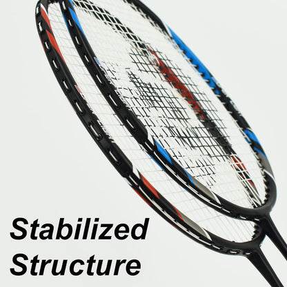 Senston Badmintonschläger-Set Graphit mit 2 Federbällen und Tasche