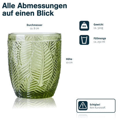 Norqvist Freya Trinkgläser Set bunt, 6er Set Wassergläser 250 ml