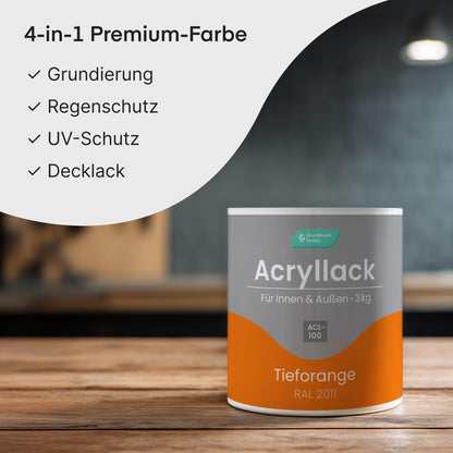 Grundmann Acryllack ACL 100 4in1 – Tieforange 3 Kg