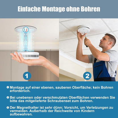 XINDUM SM01 Rauchmelder 4er-Set, 10-Jahres-Batterie, Magnethalter