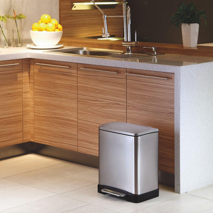 EKO E-Cube Tretmülleimer Küche Edelstahl 20L Matt Silber