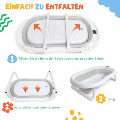 moovkee. Faltbare Stand-Babybadewanne 80cm für Neugeborene